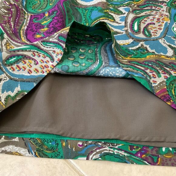 Anthropologie Maeve Grey Ruffle Silk Paisley Sleeveless Dress sz. 0 mixed media - Picture 7 of 10